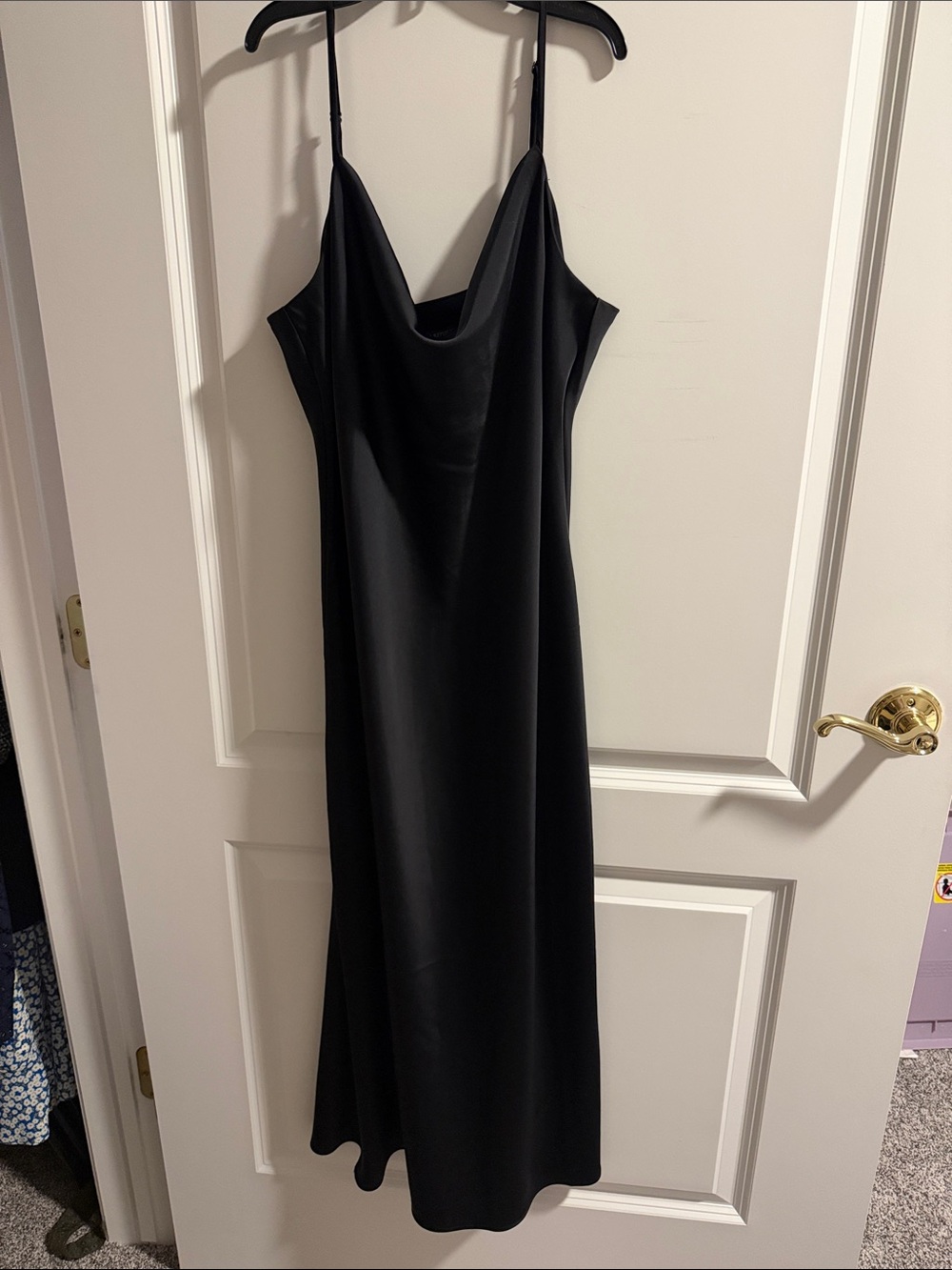 Worn once! Great condition. Banana Republic black satin slip dress - size M.